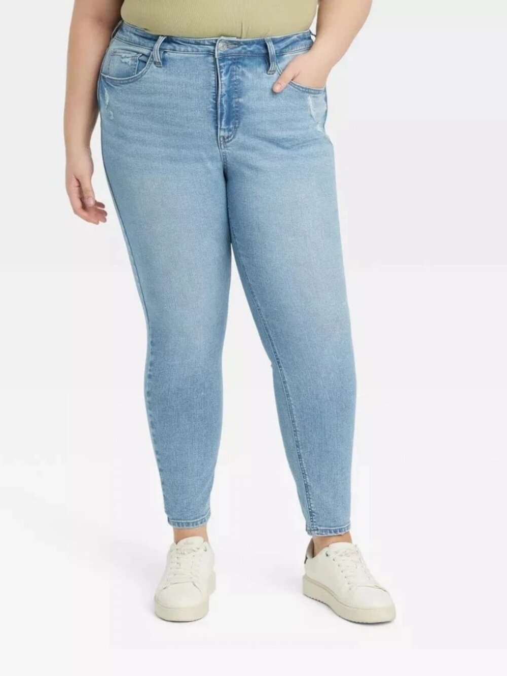 NWT Women's Ava & Viv Size 24 (Waist 44in) High-Rise Skinny Blue Denim Jeans